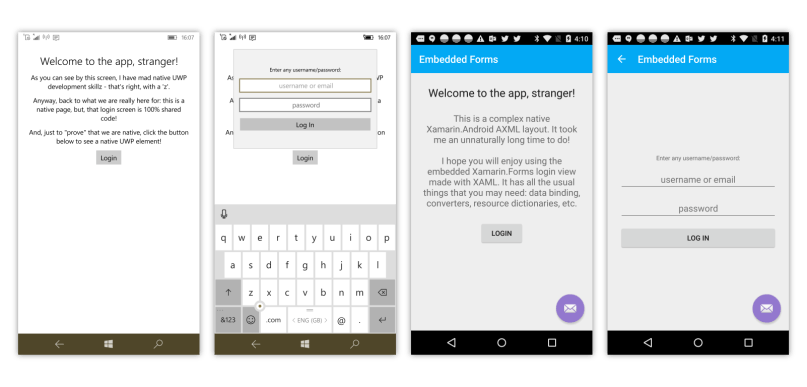Xamarin.Forms embedded in native apps